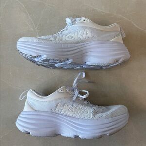 HOKA Bondi 8 White Running Shoes